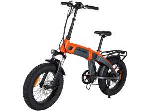 MaxFoot Folding Electric Bike 1000W Mountain Snow Ebike, 20" Fat Tire Full Suspension Electric City Bicycle, Orange MaxFoot Folding Electric Bike 1000W Mountain Snow Ebike, 20" Fat Tire Full Suspension Electric City Bicycle, Orange