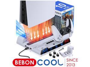 BEBONCOOL PS5 Console Charger Cooling Vertical Stand With 2 Cooling Fans Fast Charging Station For Playstation 5 Disc/Digital