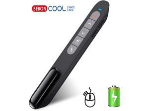 DinoFire presentation clicker,Wireless Presenter Remote with Air Mouse, Rechargeable PPT Presentation Pointer RF 2.4GZ PowerPoint Clicker Computer Slide Advancer