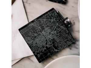 Fort Wayne - Indiana Map Hip Flask in Matte Black Fort Wayne - Indiana Map Hip Flask in Matte Black