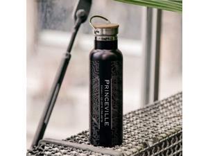 Princeville - Hawaii Map Bottle with Bamboo Top in Matte Black Princeville - Hawaii Map Bottle with Bamboo Top in Matte Black