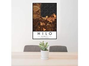 Hilo - Hawaii Map Print in Ember Hilo - Hawaii Map Print in Ember