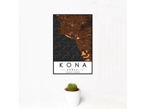 Kona - Hawaii Map Print in Ember Kona - Hawaii Map Print in Ember