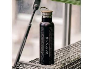 St. Cloud - Minnesota Map Bottle with Bamboo Top in Matte Black St. Cloud - Minnesota Map Bottle with Bamboo Top in Matte Black