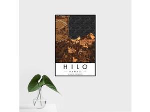 Hilo - Hawaii Map Print in Ember Hilo - Hawaii Map Print in Ember