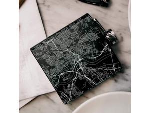Hartford - Connecticut Map Hip Flask in Matte Black Hartford - Connecticut Map Hip Flask in Matte Black