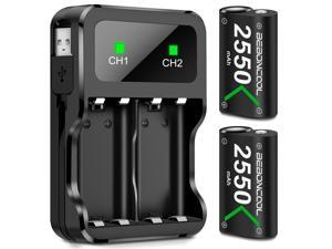 2x2550mAh Wireless Controller Rechargeable Battery Pack + Battery Charger For Xbox Series X|S/Xbox One/ Xbox One S / Xbox One X /Xbox One Elite Controller-Green 2x2550mAh Wireless Controller Rechargeable Battery Pack + Battery Charger For Xbox Series X|S/Xbox One/ Xbox One S / Xbox One X /Xbox One Elite Controller-Green