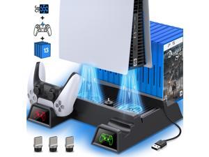 PS5 Cooling Stand For Playstation 5 Console, PS5 Stand with Cooling Fan and Dual Controller Chargers, PS5 Vertical Stand with Cooling Fan & 13 Game Storage for PS5 Digital Edition/Ultra HD PS5 Cooling Stand For Playstation 5 Console, PS5 Stand with Cooling Fan and Dual Controller Chargers, PS5 Vertical Stand with Cooling Fan & 13 Game Storage for PS5 Digital Edition/Ultra HD