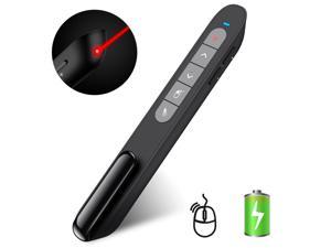 Rechargable RF 2.4G Wireless Presenter with Air Mouse PowerPoint Remote Control PPT Clicker Presentation Laser Pen