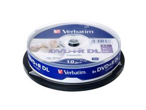 Verbatim DVD+R DL 8.5GB 8X 10Pk Spindle White Wide Inkjet Printable Recordable Media Disc Double Dual Layer Blank Compact Write