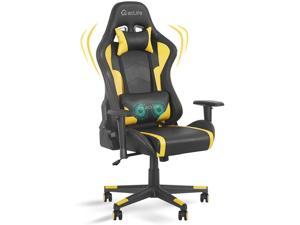 Eclife High Back Computer Game Chair with Adjustable Massage Lumbar Support and Headrest Racing Style Swivel Executive Office Desk Gaming Chair