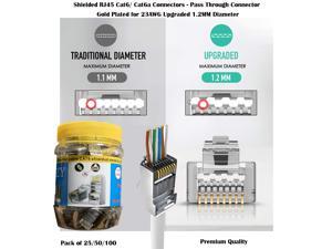 AASHZY RJ45 Shielded RJ45 1.2MM Pass Through Network Cable Connector End CAT6 /6a AASHZY RJ45 Shielded RJ45 1.2MM Pass Through Network Cable Connector End CAT6 /6a