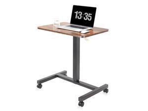 CLATINA Mobile Laptop Desk Pneumatic Sit to Stand Table Height Adjustable Rolling Cart with Lockable Wheels for Home Office Computer Workstation, 28 x 19 Inch Brown - Fidel CLATINA Mobile Laptop Desk Pneumatic Sit to Stand Table Height Adjustable Rolling Cart with Lockable Wheels for Home Office Computer Workstation, 28 x 19 Inch Brown - Fidel