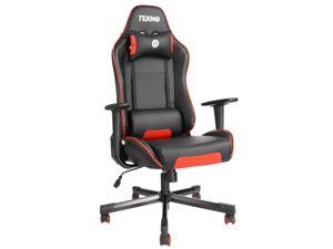 Gaming Chair Racing Office Computer Chair Ergonomic Executive Desk Chair High Back Swivel Bonded Leather Adjustable Task Chair with Lumbar Support and Headrest for Home PC Red