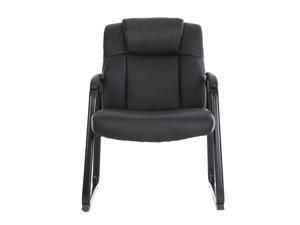CLATINA Big & Tall 400 lb. Guest Chair, Leather Reception Chairs with Sled Base and Padded Arm Rest for Waiting Room Office Home and Meeting Conference-Black