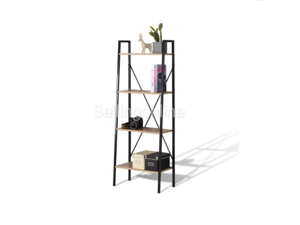 4-Tier Wooden Ladder Shelf for Books and Plants, Bookshelf Bookcase Display Storage Balcony Wall Cabinet Shelving Multiple Flower Pot Organizer