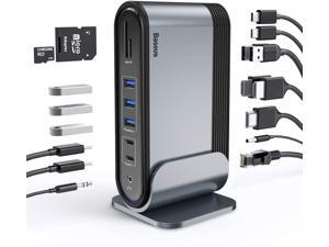 USB-C 4K Triple Display Docking Station, Baseus USB C Dock Universal Docking Station with 3 HDMI 4K, Audio, Ethernet, 5 USB Ports, 100W USB-C PD, SD/TF Card Reader for Windows, PC, Mac, Laptops USB-C 4K Triple Display Docking Station, Baseus USB C Dock Universal Docking Station with 3 HDMI 4K, Audio, Ethernet, 5 USB Ports, 100W USB-C PD, SD/TF Card Reader for Windows, PC, Mac, Laptops