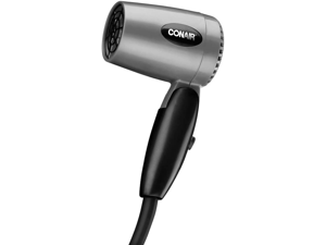 Conair 1600 Watt Compact Travel Hair Dryer with Folding Handle (124AC) Comes With 1 Year Warranty