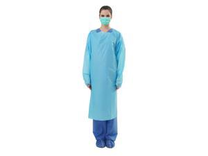 Medtecs - Disposable PPE Gowns, Polyethylene Medical Isolation Gown, Protective Personal Iso Cover Coat, AAMI Level 3, Fluid Resistant Durable Comfortable for Unisex Adults -  Open Back Blue 100 pcs