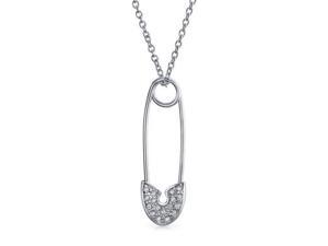 Symbol Of Support For Refugee CZ Pave Cubic Zirconia Safety Pin Pendant Necklace For Teen For Women 925 Sterling Silver Symbol Of Support For Refugee CZ Pave Cubic Zirconia Safety Pin Pendant Necklace For Teen For Women 925 Sterling Silver