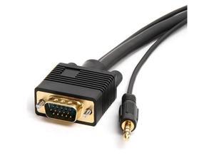 VGA SVGA Monitor Cable Gold Plated Connectors Support Full HD Displays HDTVs MaletoMale with 35mm Stereo Audio 3 Feet