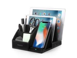 EasyAcc Fast Wireless Charger Desk Organizer USB Charging Station, Multi-Device iPhone iPad Tablet Charging Station Dock Stand, Induction Charger for iPhone 11 Pro X XS MAX XR 8, Samsung S10 S10e S9