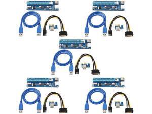 Onvian Mining Dedicated Graphics Card PCI-E 1X to 16X Riser Card 164P with 6 Pin to SATA Power Supply USB 3.0 Cable 5 Pack Onvian Mining Dedicated Graphics Card PCI-E 1X to 16X Riser Card 164P with 6 Pin to SATA Power Supply USB 3.0 Cable 5 Pack
