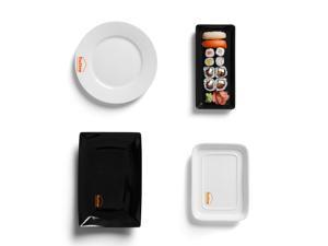 Kuttnp  4-piece set of moment serving plates, sushi plates, porcelain plates for parties, sushi, desserts, dishwasher and microwave