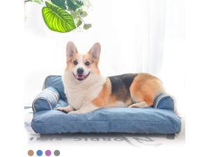 Pet Sofa Bed, 2 in 1 Pet Couch with Built-in Platform Base, Detachable & Scratch Resistant Bed for Dogs & Cats, Blue
