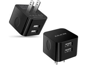 2Pack USB Wall Chargers 24A Dual Port Fast Charger Block Square Flat Power AC Adapter Phone Brick Charging Station for iPhone Samsung Galaxy LG Stylo Google Pixel USB Plug House Hold Box Cube
