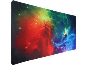 N/A Gaming Mouse Pad Extended Mouse Pad XXL Large Big Computer Keyboard Mouse Mat Desk Pad with Non-Slip Base and Stitched Edge for Home Office Gaming Work 31.5x15.7x0.12inch Galaxy Print