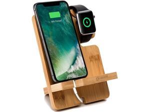 JACKCUBE Design Bamboo Charger Dock Stand Multi Device Charging Station Organizer Holder for Smartphone Cellphone Mobile Phone C :MK243A