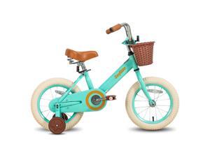 JOYSTAR Vintage 12 Inch Kids Bike with Basket & Training Wheels for 2-4 Years Old Girls & Boys(GREEN)