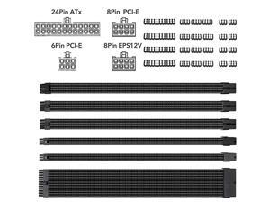 6PCS Custom Mod Sleeved Cable, Braided 18AWG ATX EPS PCI-E Cable Extension Kit with Combs for CPU GPU Power Supply Unit, 30CM 6PCS Custom Mod Sleeved Cable, Braided 18AWG ATX EPS PCI-E Cable Extension Kit with Combs for CPU GPU Power Supply Unit, 30CM