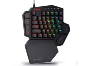 Redragon K585 DITI One-Handed RGB Mechanical Gaming Keyboard, Type-C Professional Gaming Keypad with 7 Onboard Macro Keys, Detachable Wrist Rest, 42 Keys,Blue Switches
