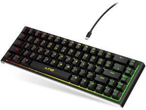 LTC MK681 Wired 68 Keys Membrane Keyboard, RGB Backlit Ultra-Compact 65% Layout Mechanical Feeling Keyboard, Stand-Alone Arrow/Control Keys, Black