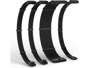 LTC 12VHPWR PSU Cable Extension Kit, 16AWG PCI-E 5.0 Power Supply PC Cable Extension, 1x24 Pin ATX / 2X 8Pin(4+4) EPS / 1x 12+4 Pin GPU, Soft Braided Sleeve Cable Combs, 300mm