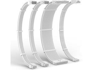 LTC 12VHPWR PSU Cable Extension Kit, 16AWG PCI-E 5.0 Power Supply PC Cable Extension, 1x24 Pin ATX / 2X 8Pin(4+4) EPS / 1x 12+4 Pin GPU, Soft Braided Sleeve Cable Combs, 300mm