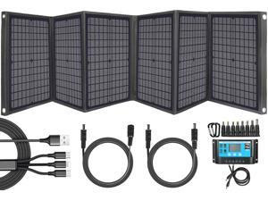 Abeden 60Watt Portable Solar Panel Charger for Most 100/200Watt Solar Generator Power Station, Compact Solar Kit with 3-in-1 USB Cable/Solar Controller for Phone, Tablet, Camera and More