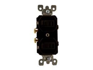 Leviton 5224-2 15 Amp, 120/277 Volt, Duplex Style Single-Pole / Single-Pole AC Combination Switch, Grounding, Brown Leviton 5224-2 15 Amp, 120/277 Volt, Duplex Style Single-Pole / Single-Pole AC Combination Switch, Grounding, Brown