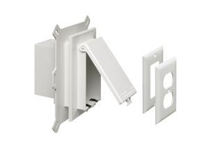 Arlington DBVS1W-1 Low Profile IN BOX Recessed Outlet Box Wall Plate Kit for New Vinyl Siding Construction, Vertical, 1-Gang, White Arlington DBVS1W-1 Low Profile IN BOX Recessed Outlet Box Wall Plate Kit for New Vinyl Siding Construction, Vertical, 1-Gang, White