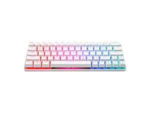 HUO JI CQ63 63 Keys RGB Wireless Mechanical Gaming Keyboard, RGB LED Backlit, Bluetooth 5.0, Blue Switches, USB Wired, 60% Keyboard for PC, Laptop, Mac, iPad, Smartphone (White) HUO JI CQ63 63 Keys RGB Wireless Mechanical Gaming Keyboard, RGB LED Backlit, Bluetooth 5.0, Blue Switches, USB Wired, 60% Keyboard for PC, Laptop, Mac, iPad, Smartphone (White)