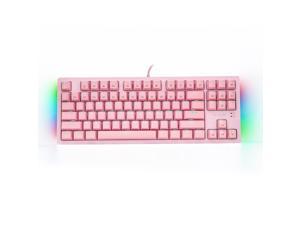 E-YOOSO K620 87 Keys Wired Mechanical Gaming Keyboard, 87 Keys Anti-Ghosting, LED Backlit, RGB Side-lit, Wired, Blue Switches for PC (Pink)