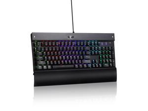 E-YOOSO Z77 Falcon RGB 104 Keys Mechanical Gaming Keyboard, Waist Rest, RGB LED Backlit, 104 Keys Anti-Ghosting, Blue Switches for Office/Gaming (Black)