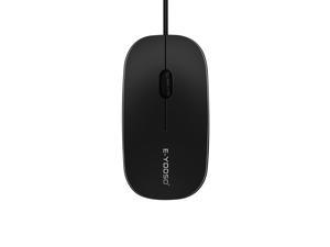 E-YOOSO V-3000 Wired Optical  Mouse, 1600 DPI, Ergonomic Design, High-performance Red Light Design, for PC/Laptop (Black)