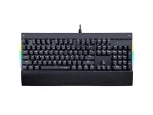 E-YOOSO X-7100 Falcon 104 Keys Wired Mechanical Gaming Keyboard, Backlit & RGB Side-lit, 104 Keys Anti-Ghosting, Waist Plam, Blue Switches, for PC/Laptop (Black)