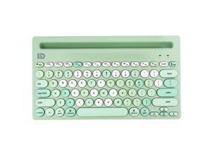 FD iK3381D 2.4G/Bluetooth Connection Wireless Keyboard, Cordless, Multi-device Connection, Retro Typewriter Style Keycaps, Noiseless, for PC/Laptop/iPad/Smartphone (Green)