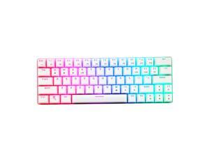 HUO JI CQ63 63 Keys RGB Wireless Mechanical Gaming Keyboard, RGB LED Backlit, Bluetooth 5.0, Brown Switches, USB Wired, 60% Keyboard for PC, Laptop, Mac, iPad, Smartphone (White) HUO JI CQ63 63 Keys RGB Wireless Mechanical Gaming Keyboard, RGB LED Backlit, Bluetooth 5.0, Brown Switches, USB Wired, 60% Keyboard for PC, Laptop, Mac, iPad, Smartphone (White)