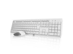 E-YOOSO E710 Wireless 2.4GHz Keyboard and Mouse Combo Set Super Slim Multimedia Keys for Home Desktop Laptop Notebook (White)