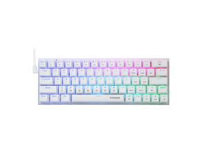 60% Wired RGB Gaming Keyboard, E-YOOSO Z22 Compact Mechanical Keyboard with Customizable RGB Backlit, Red Switches, 63 Keys Hot Swappable, White